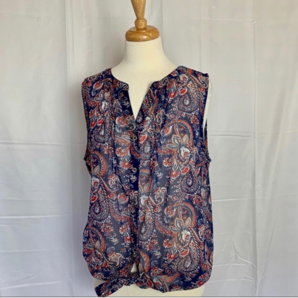 Dress Barn Top, Front Tie, Sleeveless - XL